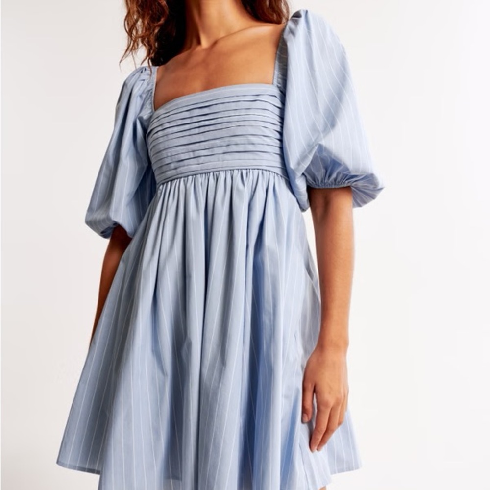 Navy Blue Puff Sleeve Dress